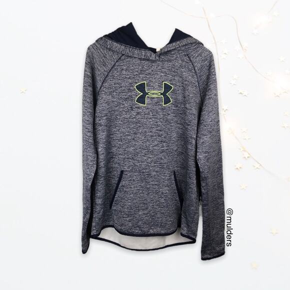 Under Armour Storm Marled Black Gray White Coldgear Hoodie with Thumb Holes - Picture 1 of 9